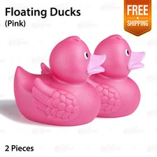 2 Pcs Set Eco-Friendly Fun Pink Rubber Ducks Baby Shower Pool Party Bathtub Gift