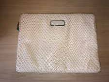 Marc Jacobs Faux Croc Laptop Bag / Clutch Bag White And Yellow Zip Fastening