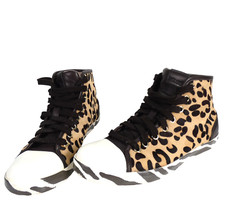 Roberto Just Cavalli Trainers Pony Fur leopard print High Top Casual Shoes UK 6