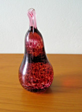 Delightful Teign Valley Glass (TVG) Speckled Red Handmade Pear Paperweight