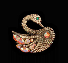 Butler & Wilson Brooch Swan Crystals Stamped Boxed