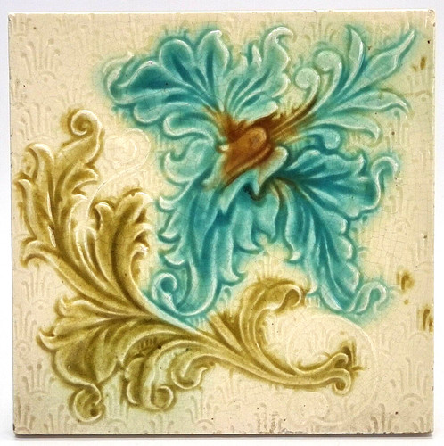 Antique fireplace tile art - antique,