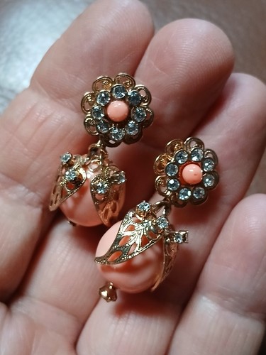 Gold tone faux coral - gold, and
