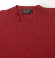 Pringle of Scotland Wool Jumper Mens Size L Large Red Knitted Sweater Vintage