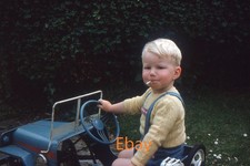 35mm Slide - Young Boy Being Dad, Driving Pedal Car, Cigarette In Mouth, 1960s