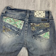 Miss Me Ultra Low Rise Skinny Jeans W27L31 Sequin Embroidered Pocket Y2K 