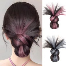 Claw Clip Flower Bun Head Wig Highlight Messy Curly Chignon False Hair Pieces