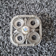 Vintage Mirella Metal Four Lipstick Holder Rose Motiff Centre Retro Make Up