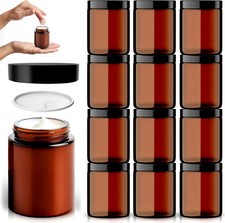 Amber Glass Jars - 12 Pack