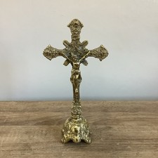 Beautiful English Vintage Brass INRI Altar Crucifix Jesus Christ 25cm 