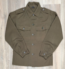 Vintage Trevira Austrian Military Field Shirt Size M 40 Olive Epaulettes 70s