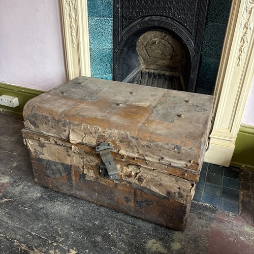 Antique victorian metal trunk - victorian,