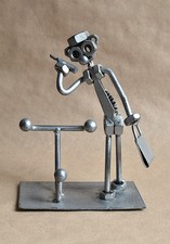 " HINA & KUNST ? "  GERMAN SCRAP METAL COMIC ART SCULPTURE OF A ( LADY SHOPPER )