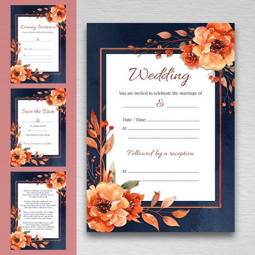Navy wedding invitations with - navy,