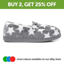 The Slipper Company Womens Slippers Grey Adults Ladies Moccasin Star Print SIZE