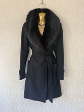 Exquisite Karen Millen Black Wool Cashmere Belted Investment Coat UK10 Stunning