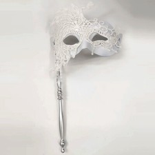 Masquerade Mask with Stick Venetian Mask Decorations Womens Costume Mask