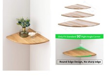 WOODEN PINE NATURAL CORNER UNIT SHELF WALL MOUNTED WOOD SHELF KIT STROAGE SHELF