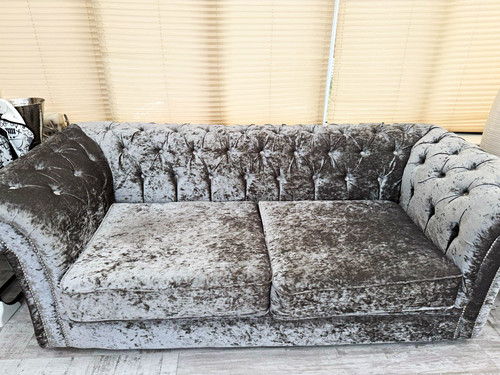 Grey velvet chesterfield - chesterfield, sofa