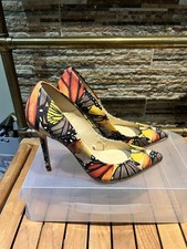 Zara Woman Black and Orange Leather Court Shoes Heels Size UK 6