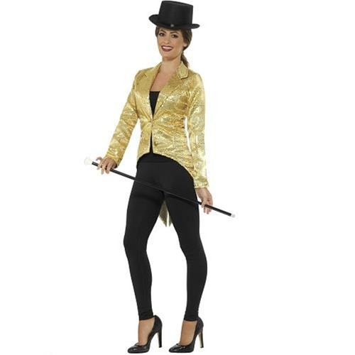 Ladies gold sequin tailcoat - ladies,