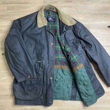 vintage BURBERRY WAXED winter jacket overcoat mens Cotton gray Size XL