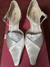 Rainbow Club Ivory Satin Ankle Strap Wedding Shoes - Darcy Size 5/38