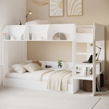 White Bunk Bed with Storage Shelves - Freddie FRD001