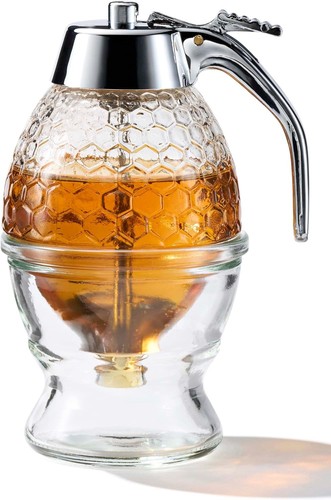Glass honey syrup dispenser - glass,