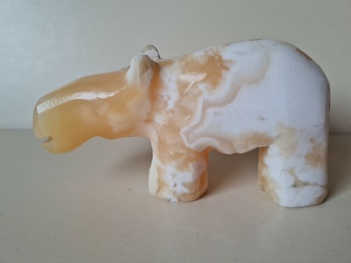 Carved polished stone hippo - carved,