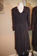 Ann Balon Italian Lace Midi  Dress 8 10 Occasion Wedding  Damson Bronze Floral