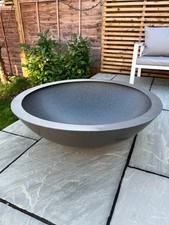 Large Low Bowl Water Feature Plastic Garden Planter in Dark Grey Granite effect
