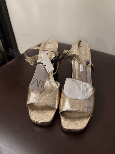 Zara gold platform sandals - gold,