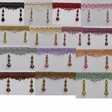  Braid Round Pearl Beaded Fringe Trimming  Available 12 Colours #6 