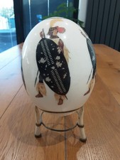 Fantastic Zulu War Painted Ostrich egg Rorkes Drift 1879 With Zulu Warriors 