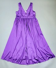 Vtg 70s 80s Shadowline Lingerie Dress Nightgown Purple Lace Babydoll Sz 1X 