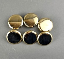 Vintage Blazers Plain Buttons in Brass Gold-Tone. Set of 6. 