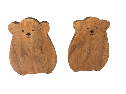Wooden bear bookends - wooden,