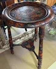 Charming Victorian Hand Carved & Painted Occasional Tripod Side Table