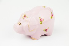 Handmade RGK Porcelain Pig  Floral Décor and Gold Trim Leander 1946 Czech Rep