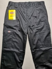 Dickies Redhawk Mens 36R Cargo Work Trousers (BNWT) Black Chore Pants WD884