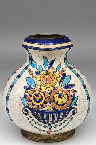 Art deco crackle vase - art,