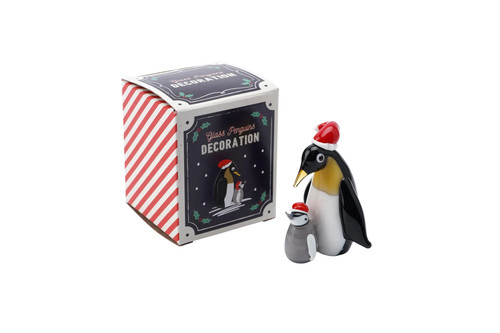 Glass penguin family figurine - glass,