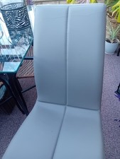 6 Next grey faux leather kitchen chairs with chrome legs