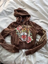 Ed Hardy Velour Crop Hooded