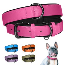 Leather Dog Collar Soft Padded Nylon with Adjustable Rust-Proof Metal Buckle