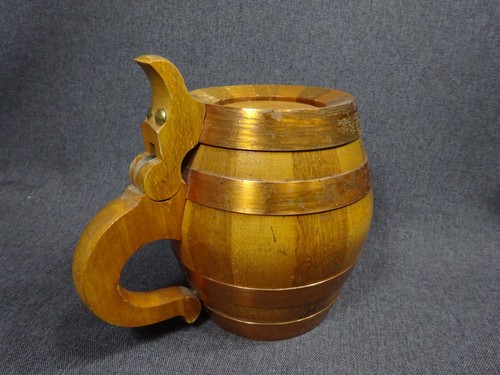 Vintage wooden beer stein - vintage,
