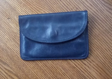 Enny iconic classical leather flapover purse  navy blue 5. 2 x 3.5