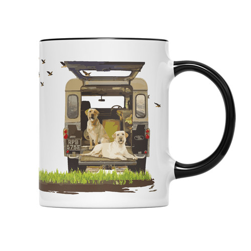 Yellow labrador land rover mug - labrador,