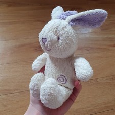 Mothercare Small Bunny Rabbit Soft Toy Plush Rattle Pram Hanging Purple Ears 